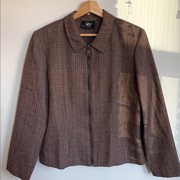 Vintage plaid zip-up collared jacket - Picture 6 of 6